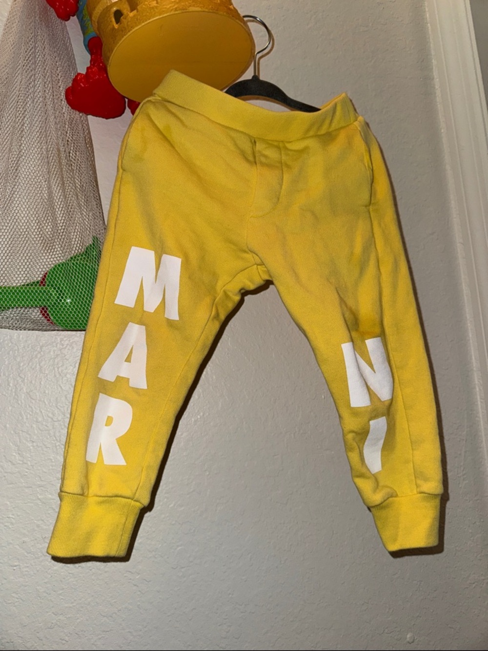 Marni Yellow Kids Sweatpants with White Lettering